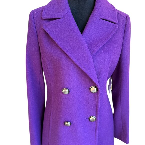 Coldwater Creek Jackets & Blazers - Coldwater Creek NewWT Purple Wool Blend Button Lined Pea Coat Small (8)